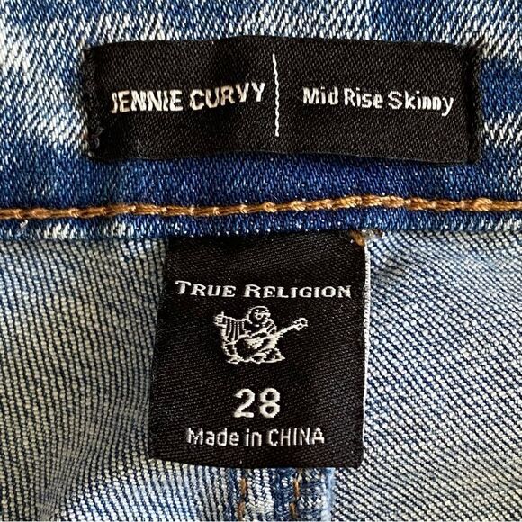 True Religion Jennie Curvy Jeans Mid Rise Skinny Raw Ankle - Picture 3 of 10